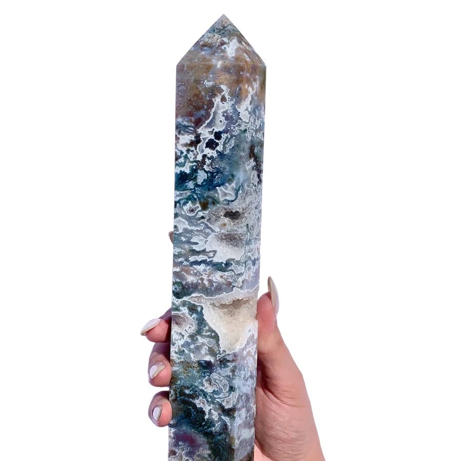 Druzy Ocean Jasper Tower - 34.3cm - Tower - Divine Decor Co.