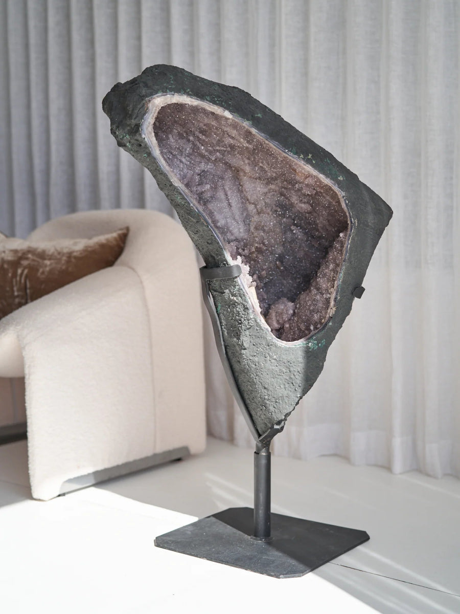 Giant Amethyst Cave on Metal Stand - 57.5kg - Stands - Divine Decor Co.